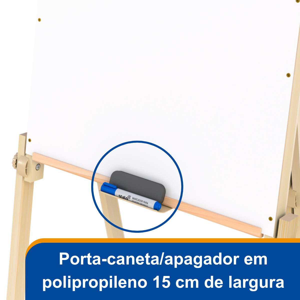 Flip Chart Lousa Quadro Branco Dobrável MDF Carvalho