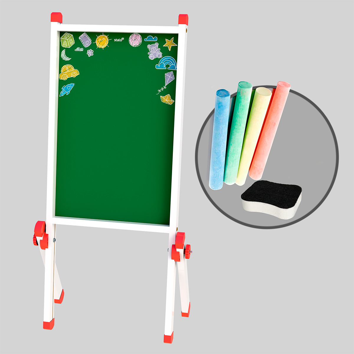 Lousa Quadro Verde Cavalete Infantil Articulado + Giz Colorido e Apagador