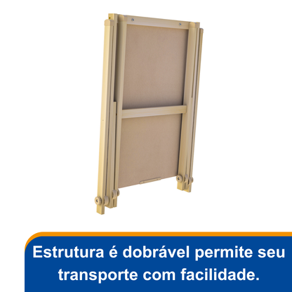 Flip Chart Lousa Quadro Branco Dobrável MDF Carvalho
