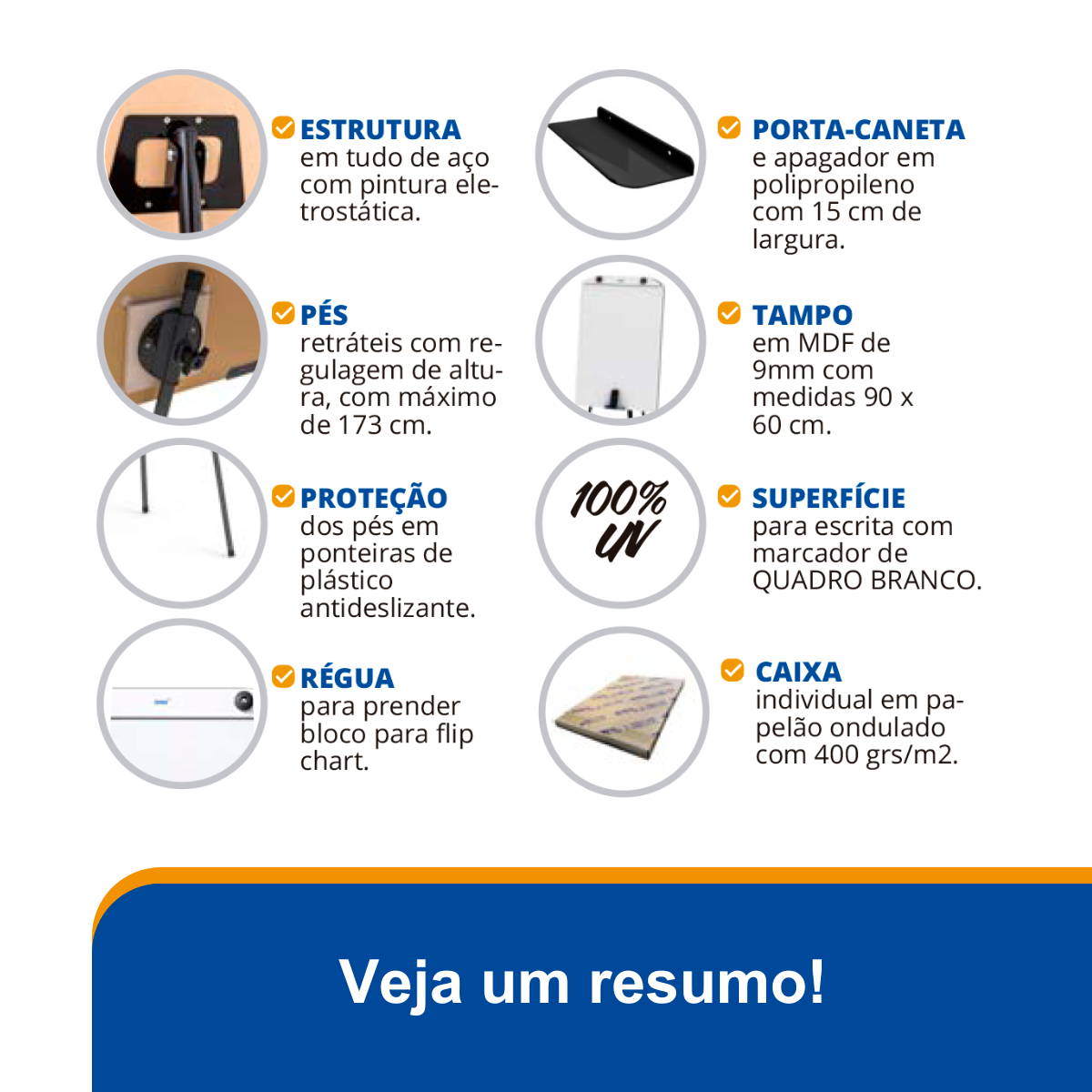 Flip Chart Lousa Quadro Branco Retrátil